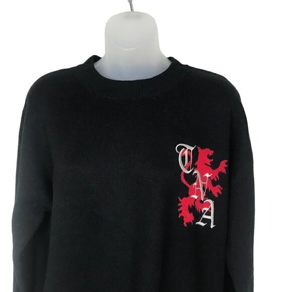 Aritzia TNA Black Crew Neck Sweater With TNA Like School Logo Size L - Picture 1 of 8